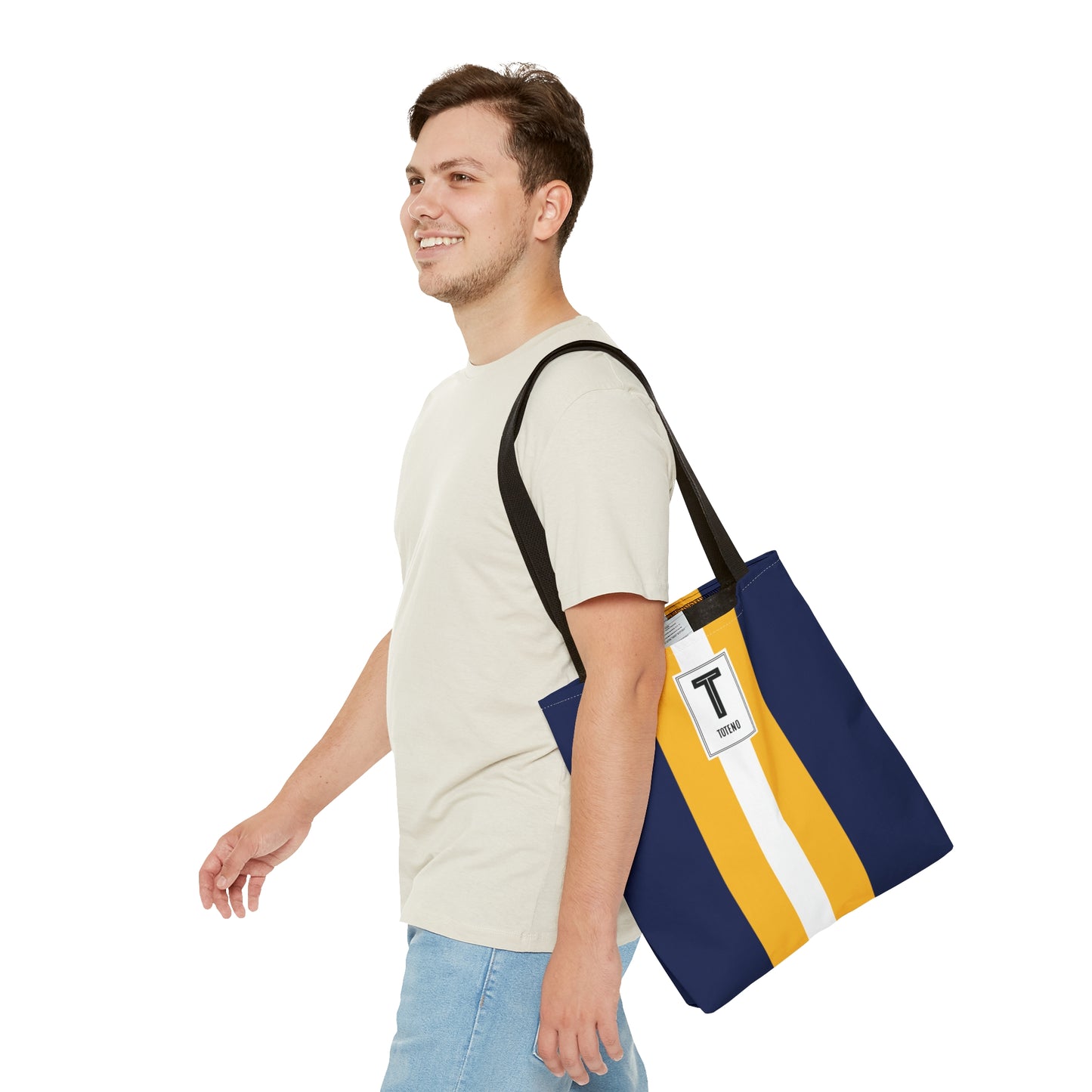 Navy Yellow Striped Tote Bag
