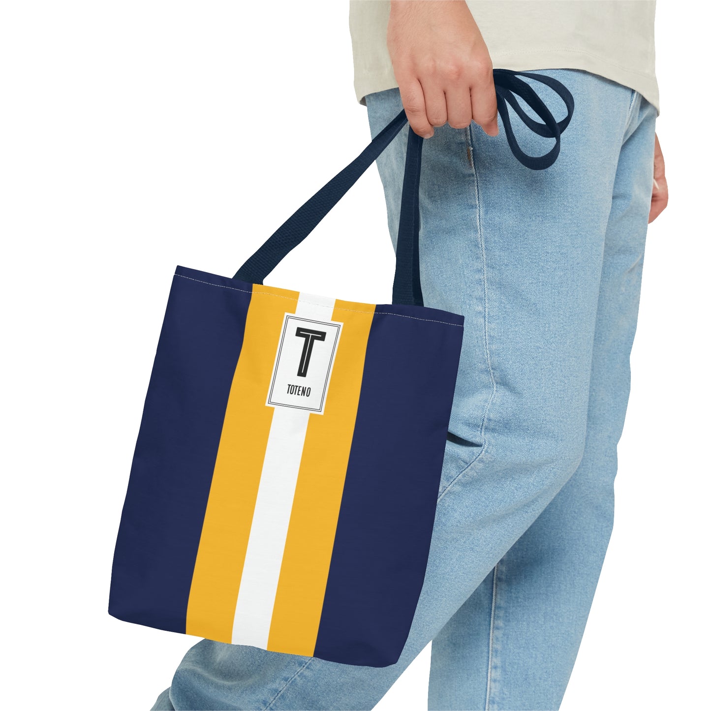 Navy Yellow Striped Tote Bag