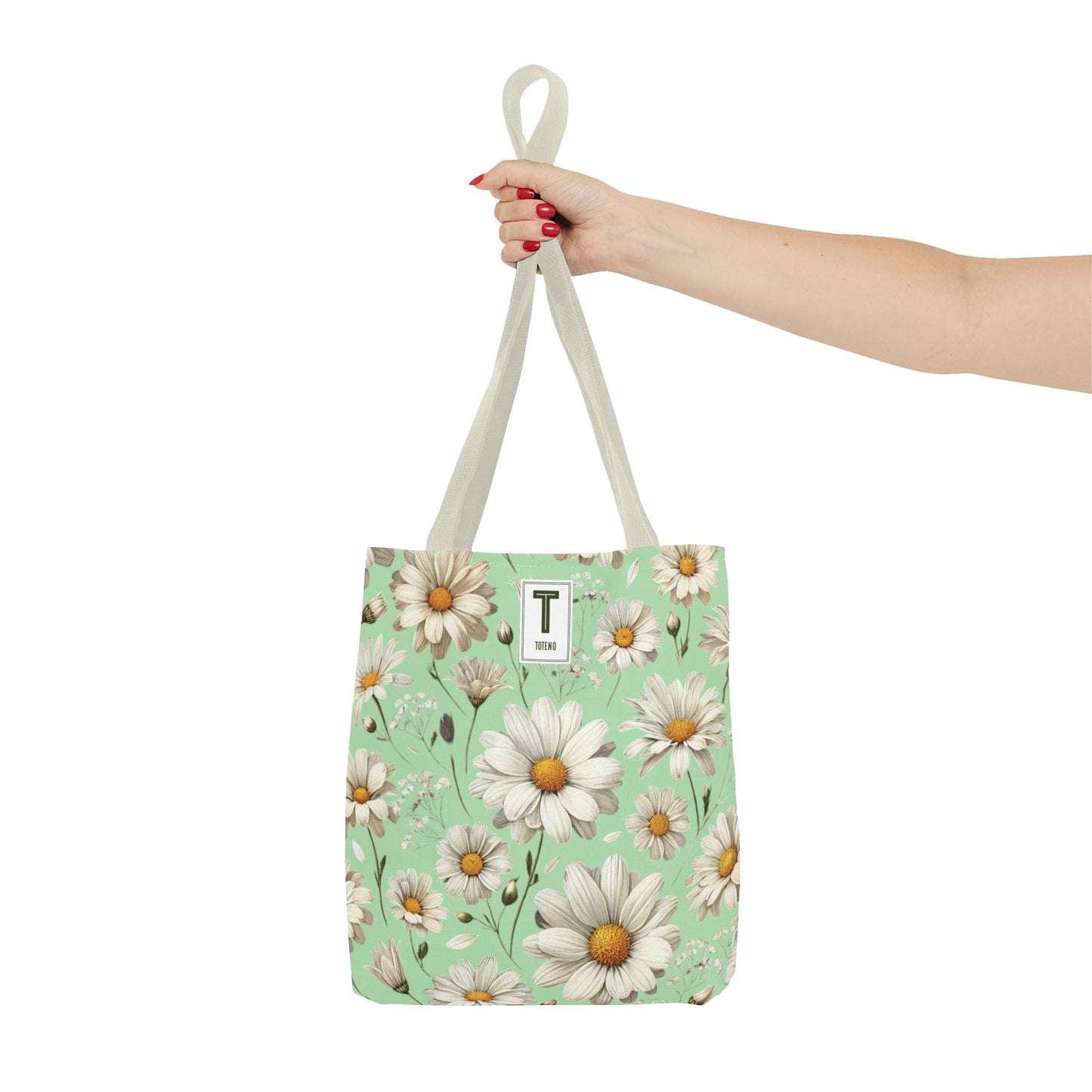 Daisy Tote Bag - Floral Summer Green Design