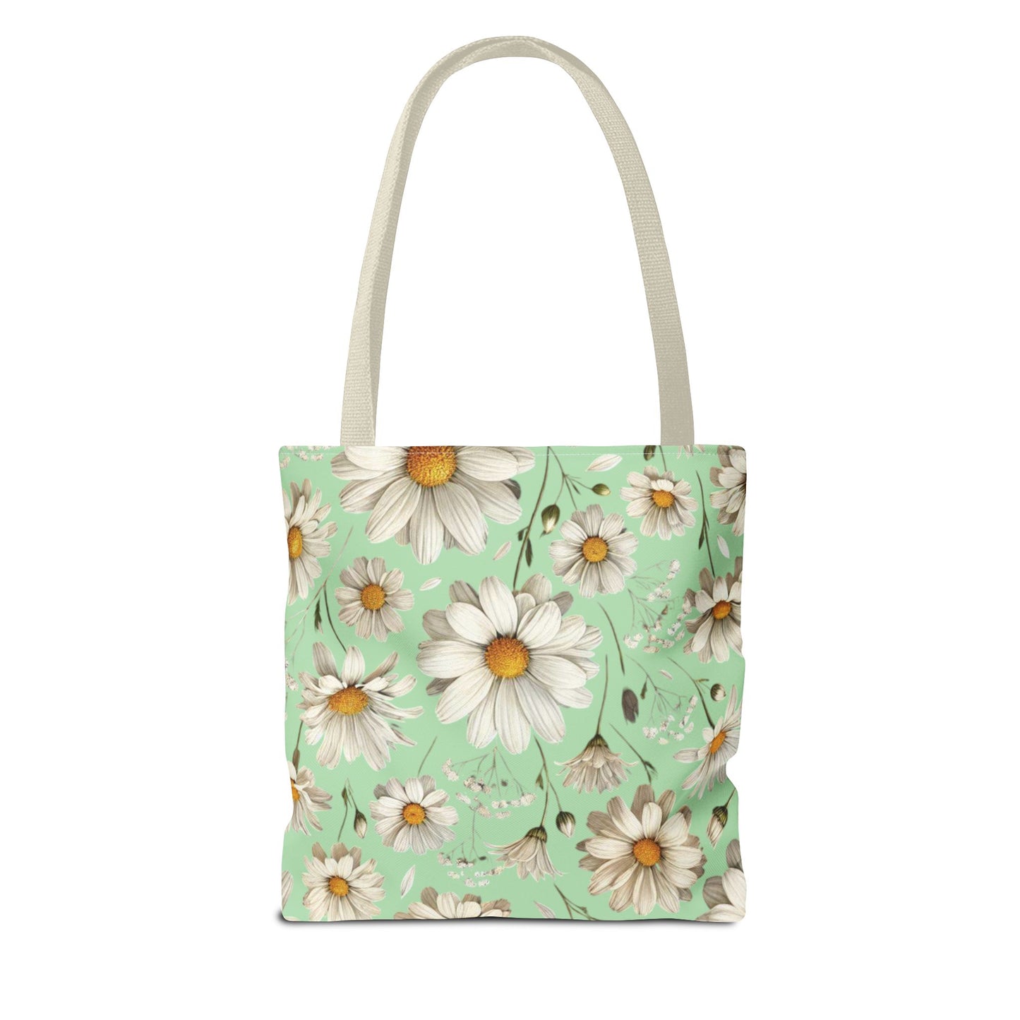 Daisy Tote Bag - Floral Summer Green Design