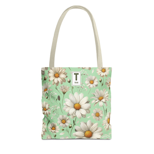 Daisy Tote Bag - Floral Summer Green Design